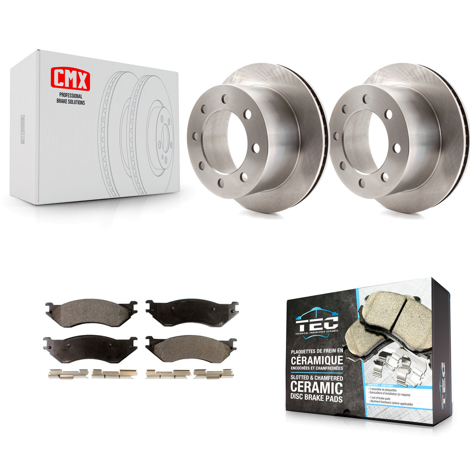 Rear Disc Brake Rotors And Ceramic Pads Kit For 2001-2002 Dodge Ram 2500 3500 K8T-101768