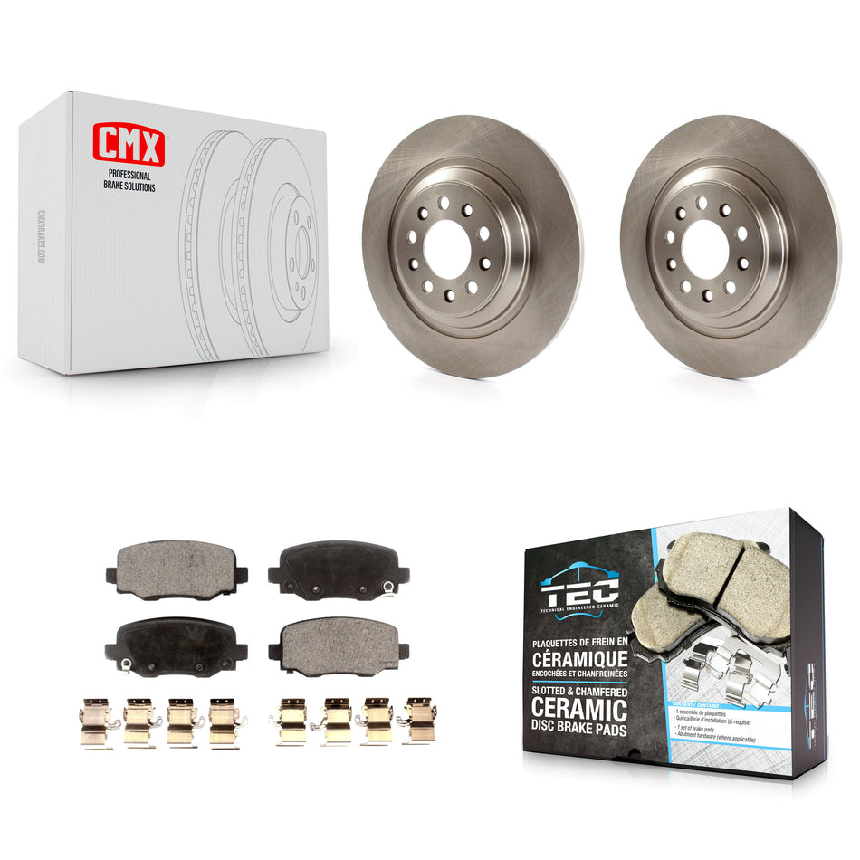 Rear Disc Brake Rotors And Ceramic Pads Kit For 2014-2021 Jeep Cherokee With Dual Piston Front Caliper K8T-101806