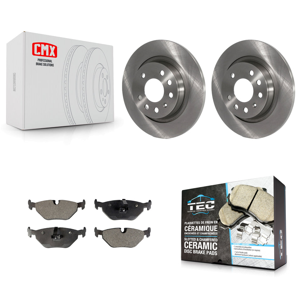 Rear Disc Brake Rotors And Ceramic Pads Kit For 2003 Saab 9-3 Sedan With Solid Rotor K8T-101924