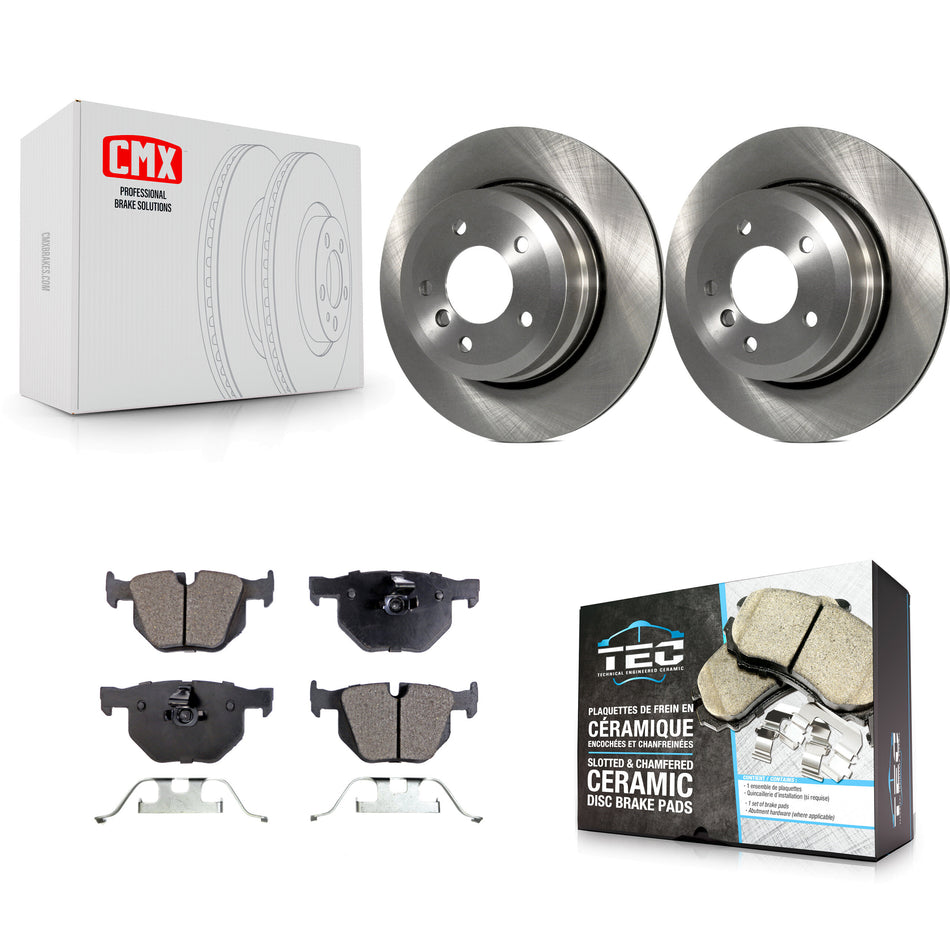 Rear Disc Brake Rotors And Ceramic Pads Kit For BMW 530xi 535xi 528i xDrive 535i 528xi 525xi K8T-101974