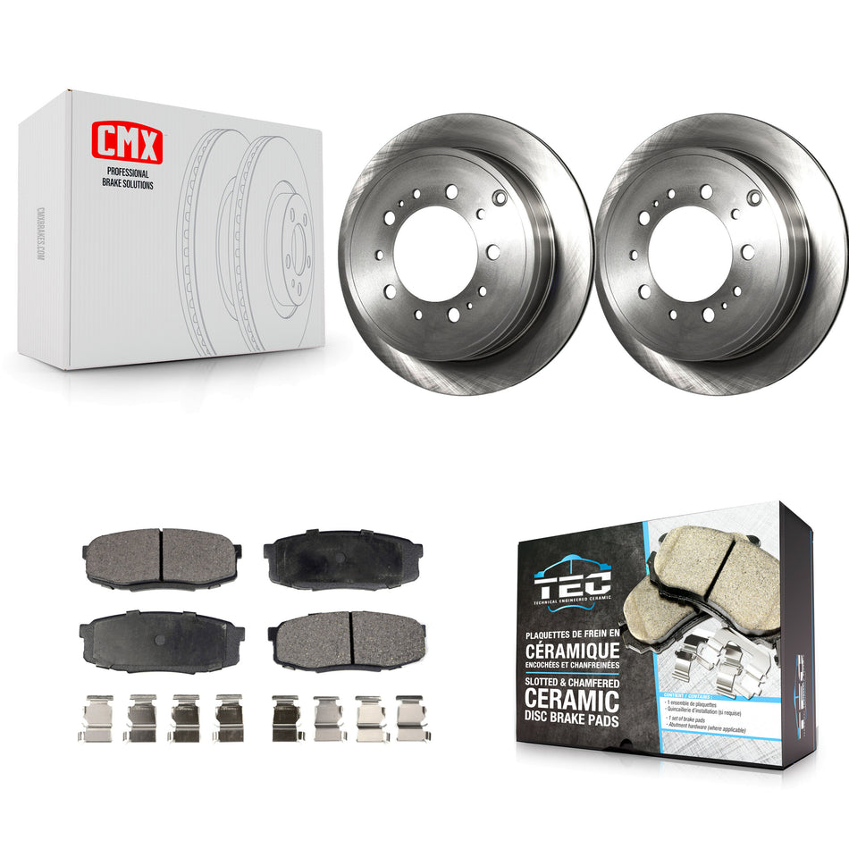 Rear Disc Brake Rotors And Ceramic Pads Kit For Toyota Tundra Sequoia Lexus LX570 Land Cruiser K8T-101988