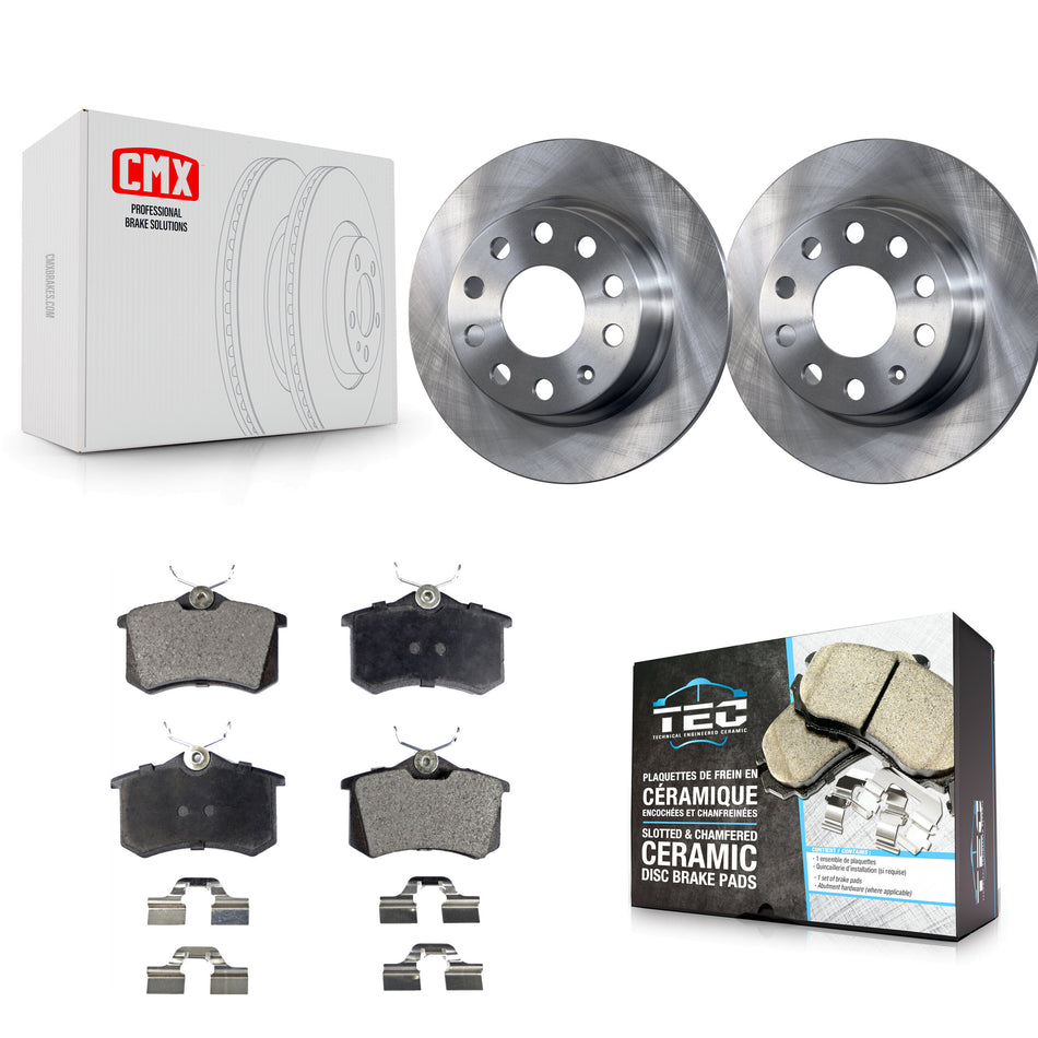 Rear Disc Brake Rotors And Ceramic Pads Kit For 2011 Volkswagen Jetta With 253mm Diameter Rotor K8T-102048