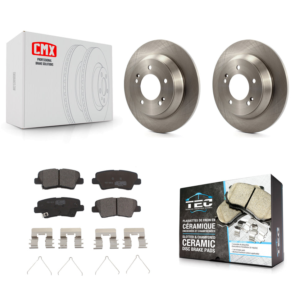Rear Disc Brake Rotors And Ceramic Pads Kit For 2014-2017 Kia Rondo With Electric Parking K8T-102112