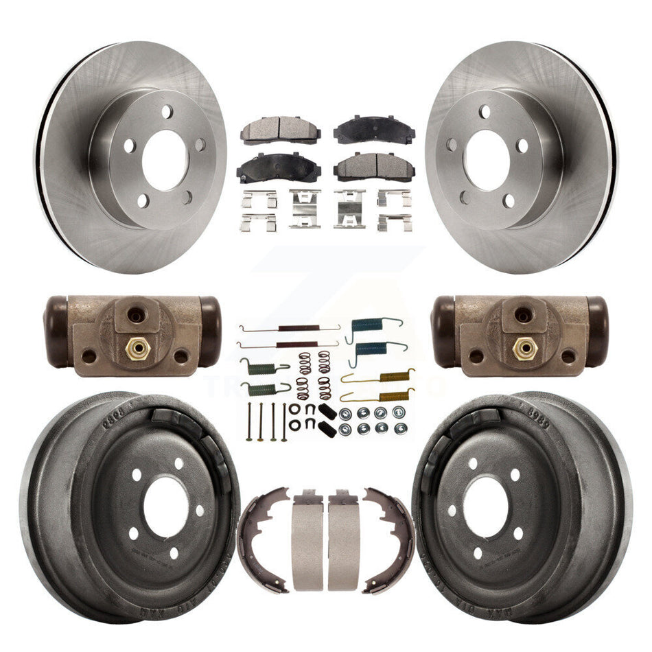 Front Rear Disc Brake Rotors Ceramic Pads And Drum Kit (9Pc) For Ford Ranger Mazda B3000 B4000 With 10" Diameter 4WD K8T-102308