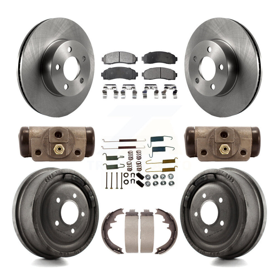 Front Rear Disc Brake Rotors Ceramic Pads And Drum Kit (9Pc) For Ford Ranger Mazda B4000 With 10" Diameter K8T-102309