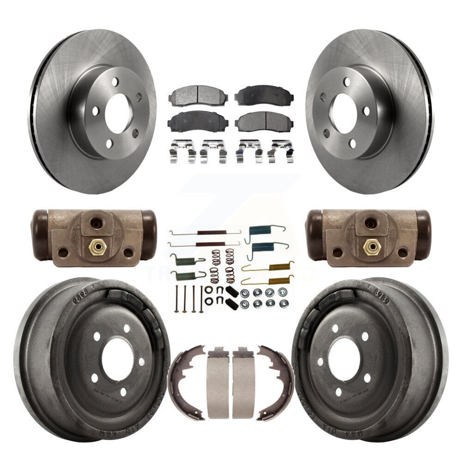 Front Rear Disc Brake Rotors Ceramic Pads And Drum Kit (9Pc) For Ford Ranger Mazda B4000 With 10" Diameter K8T-102309