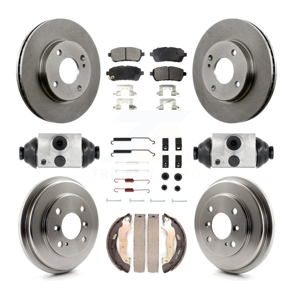 Front Rear Disc Brake Rotors Ceramic Pads And Drum Kit (9Pc) For Ford Fiesta K8T-102314