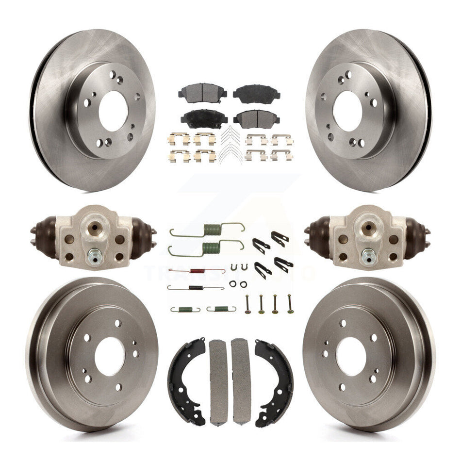 Front Rear Disc Brake Rotors Ceramic Pads And Drum Kit (9Pc) For Honda Civic K8T-102333