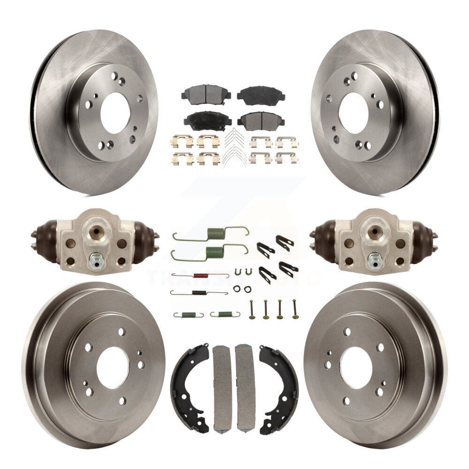 Front Rear Disc Brake Rotors Ceramic Pads And Drum Kit (9Pc) For Honda Civic K8T-102333