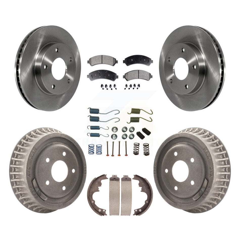 Front Rear Disc Brake Rotors Ceramic Pads And Drum Kit (7Pc) For 1998-2003 Chevrolet S10 4WD with rear brakes K8T-102354