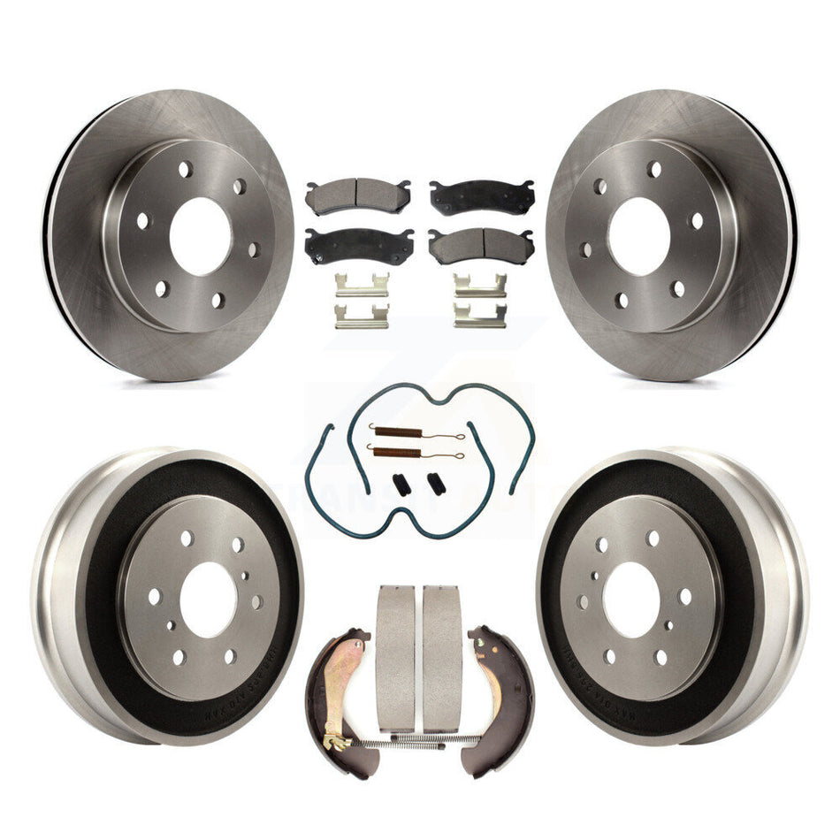 Front Rear Disc Brake Rotors Ceramic Pads And Drum Kit (7Pc) For Chevrolet Silverado 1500 GMC Sierra Classic K8T-102355