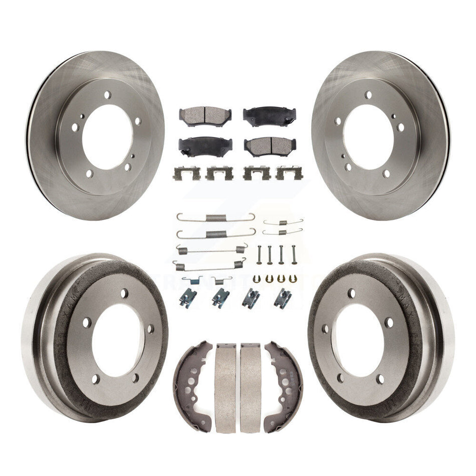 Front Rear Disc Brake Rotors Ceramic Pads And Drum Kit (7Pc) For Chevrolet Tracker Suzuki Vitara K8T-102356