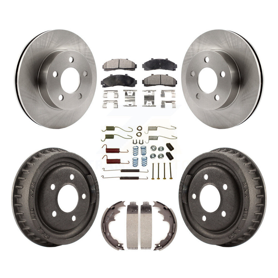 Front Rear Disc Brake Rotors Ceramic Pads And Drum Kit (7Pc) For Ford Ranger Mazda B3000 B4000 With 9" Diameter 4WD K8T-102383