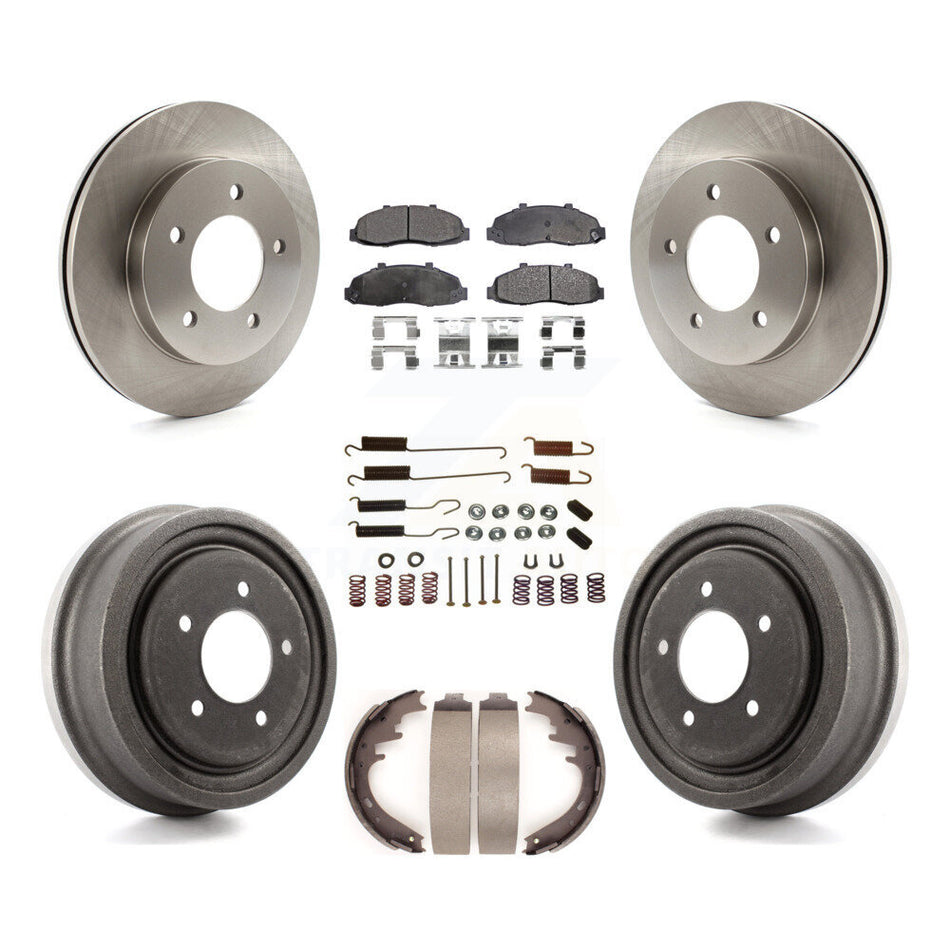 Front Rear Disc Brake Rotors Ceramic Pads And Drum Kit (7Pc) For Ford F-150 4WD K8T-102384