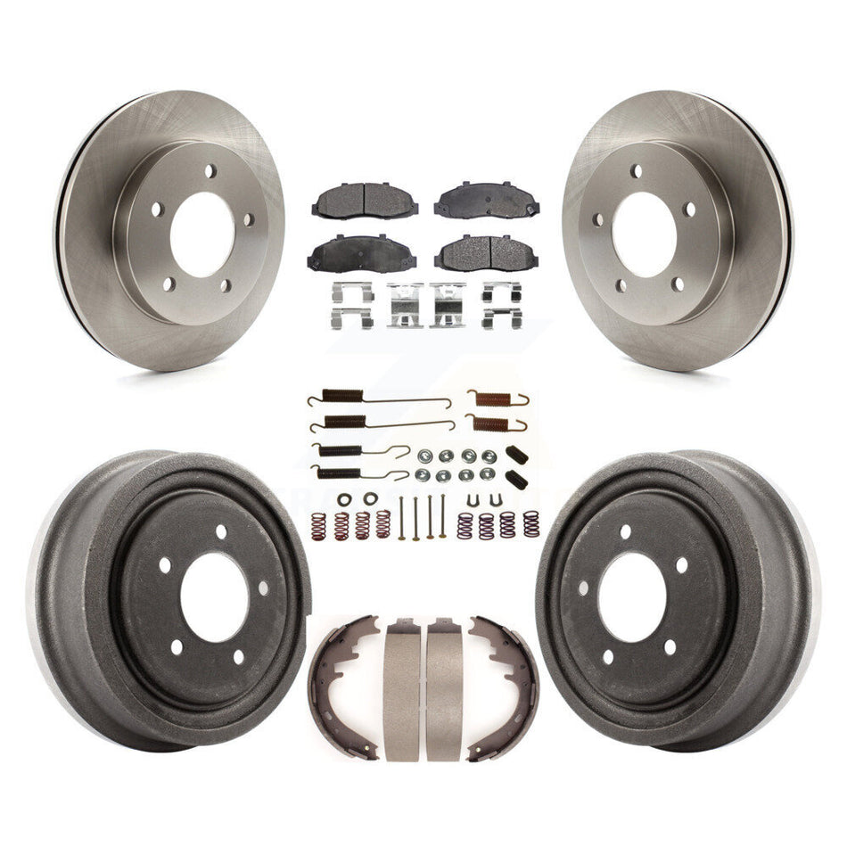 Front Rear Disc Brake Rotors Ceramic Pads And Drum Kit (7Pc) For Ford F-150 4WD K8T-102384