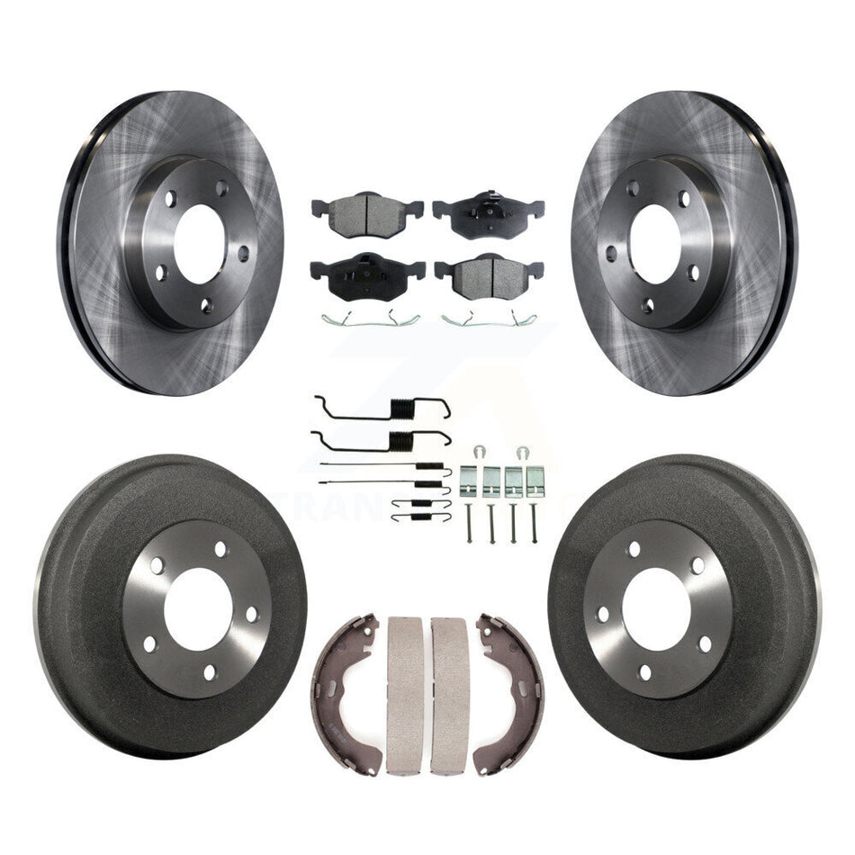 Front Rear Disc Brake Rotors Ceramic Pads And Drum Kit (7Pc) For Ford Escape Mazda Tribute Mercury Mariner K8T-102388