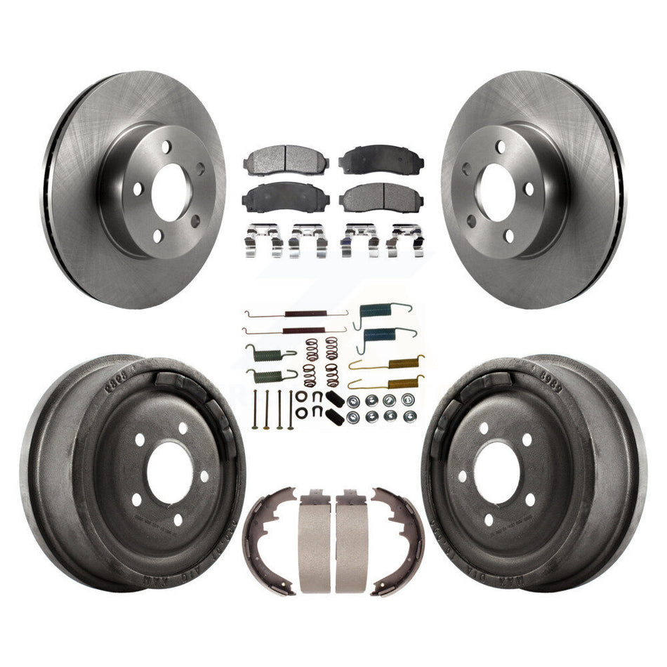 Front Rear Disc Brake Rotors Ceramic Pads And Drum Kit (7Pc) For Ford Ranger Mazda B4000 With 10" Diameter K8T-102389