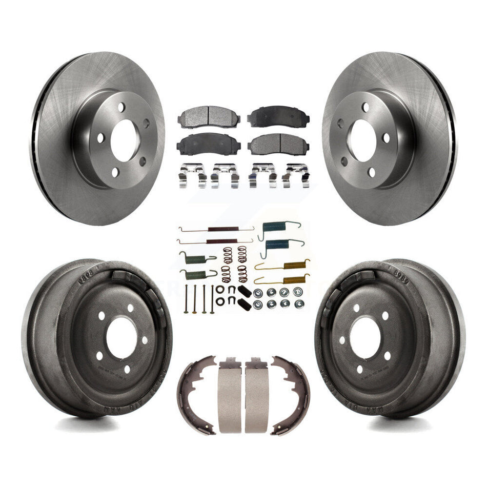Front Rear Disc Brake Rotors Ceramic Pads And Drum Kit (7Pc) For Ford Ranger Mazda B4000 With 10" Diameter K8T-102389