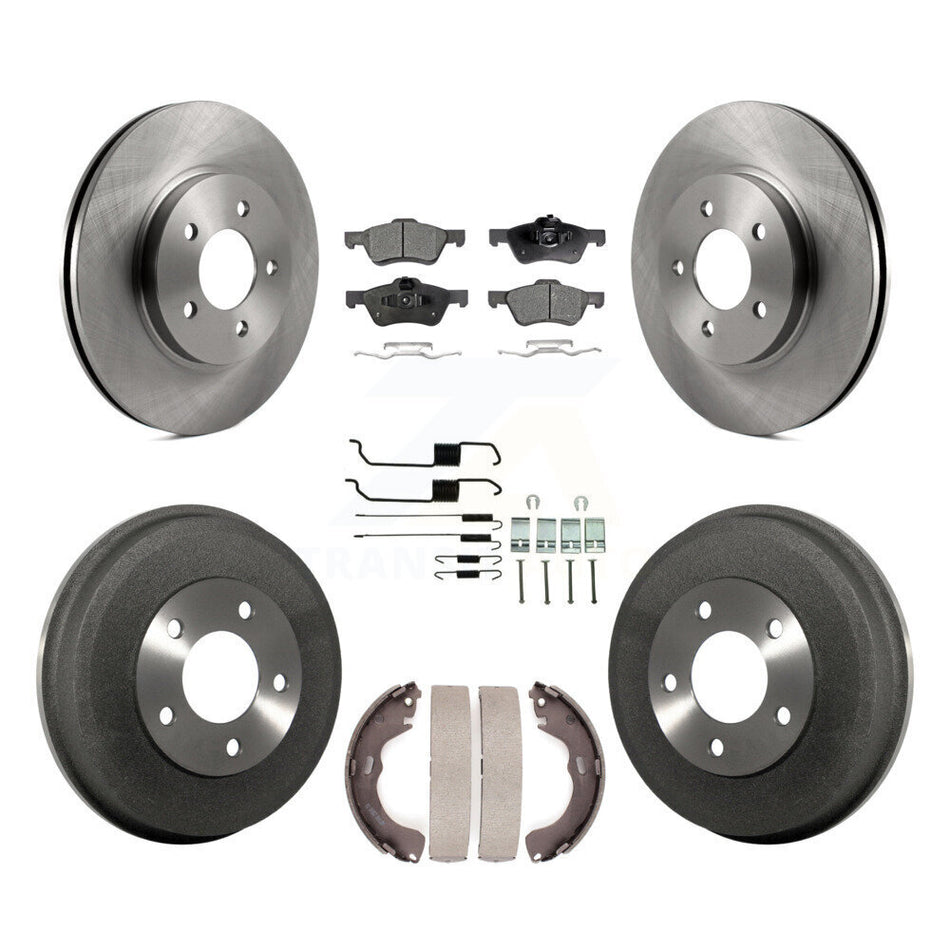 Front Rear Disc Brake Rotors Ceramic Pads And Drum Kit (7Pc) For Ford Escape Mercury Mariner K8T-102391