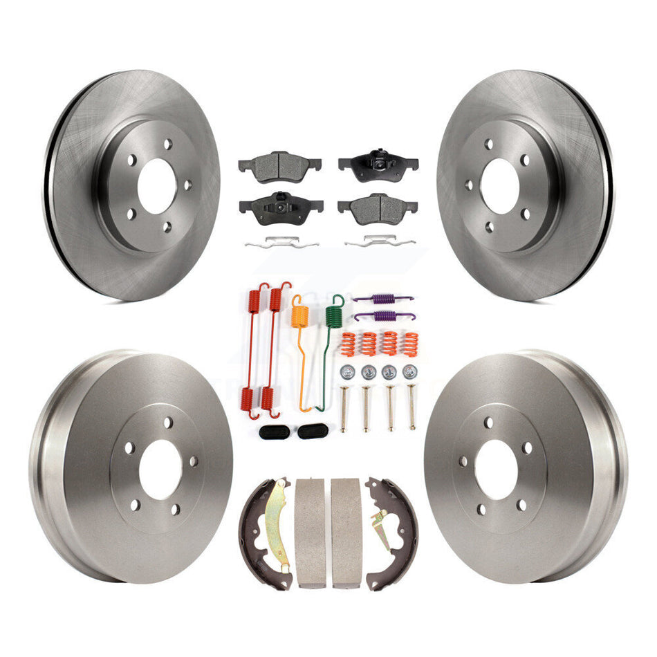 Front Rear Disc Brake Rotors Ceramic Pads And Drum Kit (7Pc) For Ford Escape Mercury Mariner Mazda Tribute K8T-102392