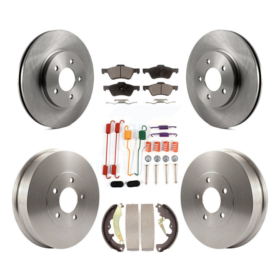Front Rear Disc Brake Rotors Ceramic Pads And Drum Kit (7Pc) For Ford Escape Mercury Mariner K8T-102393