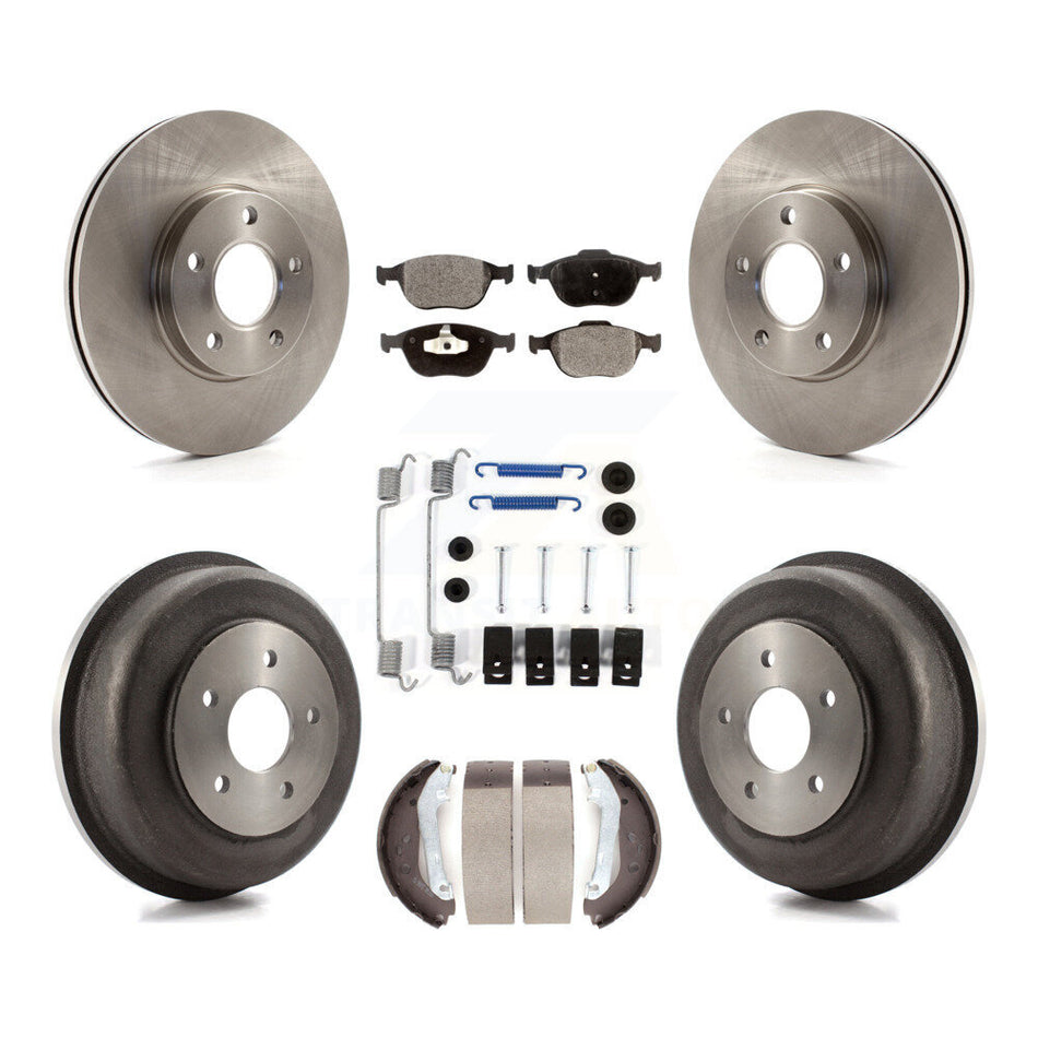 Front Rear Disc Brake Rotors Ceramic Pads And Drum Kit (7Pc) For 2010-2013 Ford Connect K8T-102395