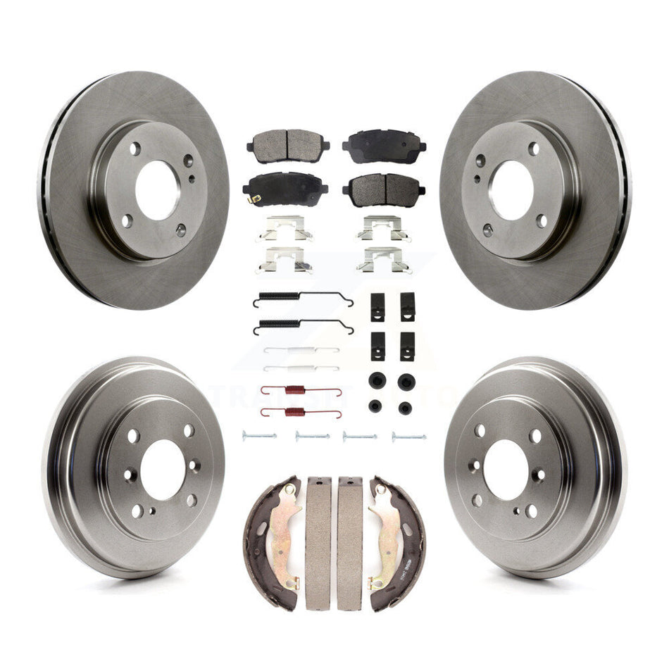 Front Rear Disc Brake Rotors Ceramic Pads And Drum Kit (7Pc) For Ford Fiesta K8T-102396