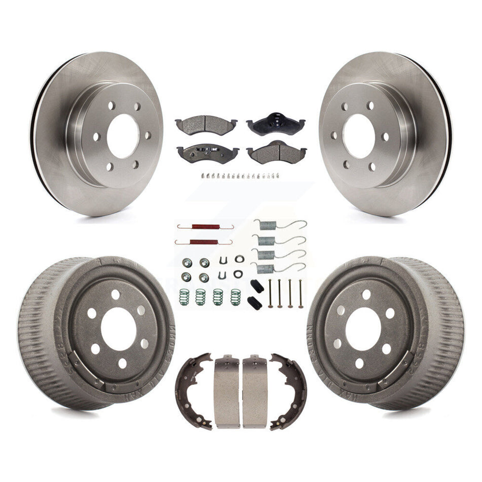 Front Rear Disc Brake Rotors Ceramic Pads And Drum Kit (7Pc) For 2000-2002 Dodge Dakota With 9" Diameter K8T-102405