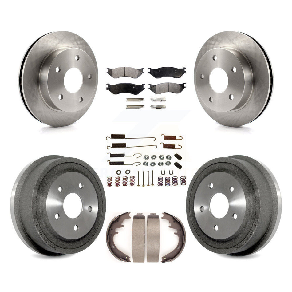 Front Rear Disc Brake Rotors Ceramic Pads And Drum Kit (7Pc) For 2000-2001 Dodge Ram 1500 4WD K8T-102408