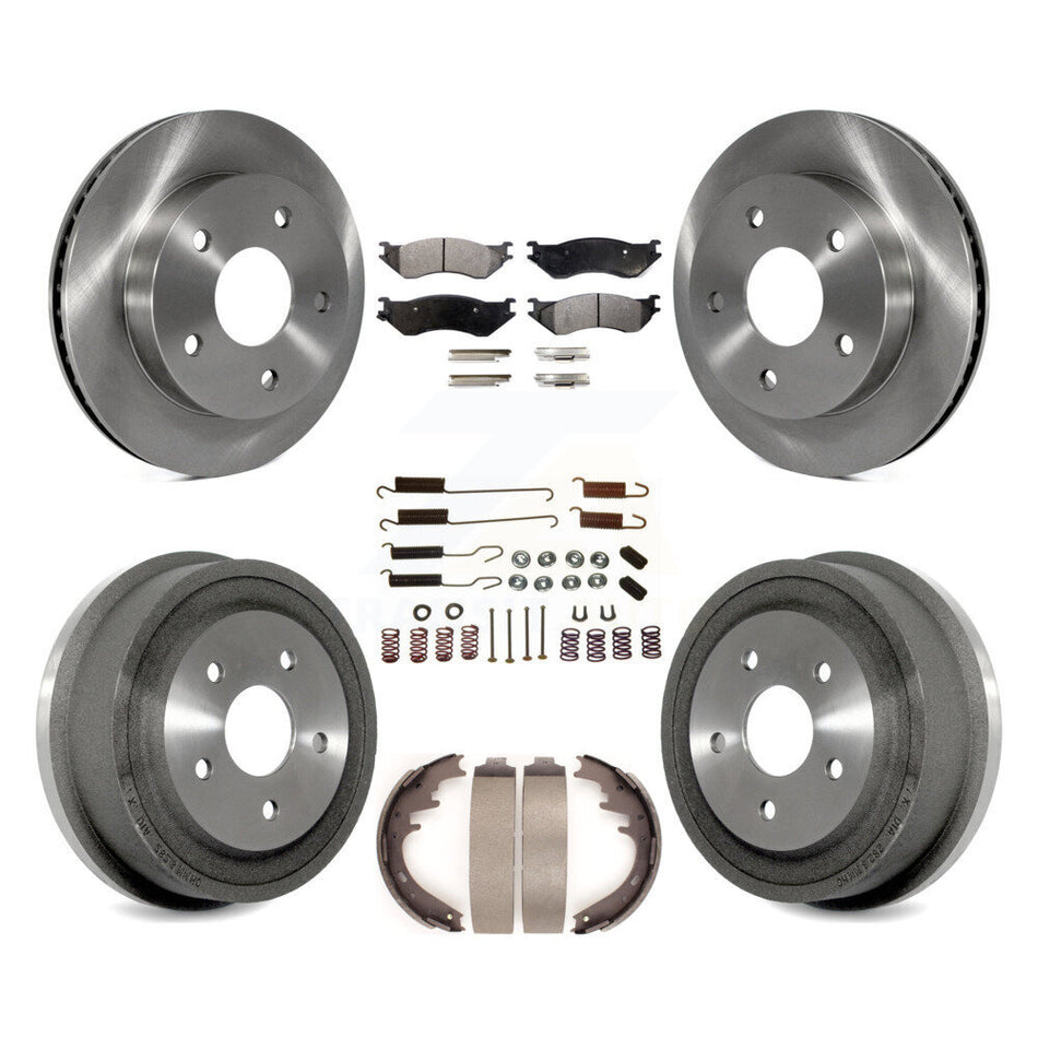 Front Rear Disc Brake Rotors Ceramic Pads And Drum Kit (7Pc) For 2000-2001 Dodge Ram 1500 RWD K8T-102409