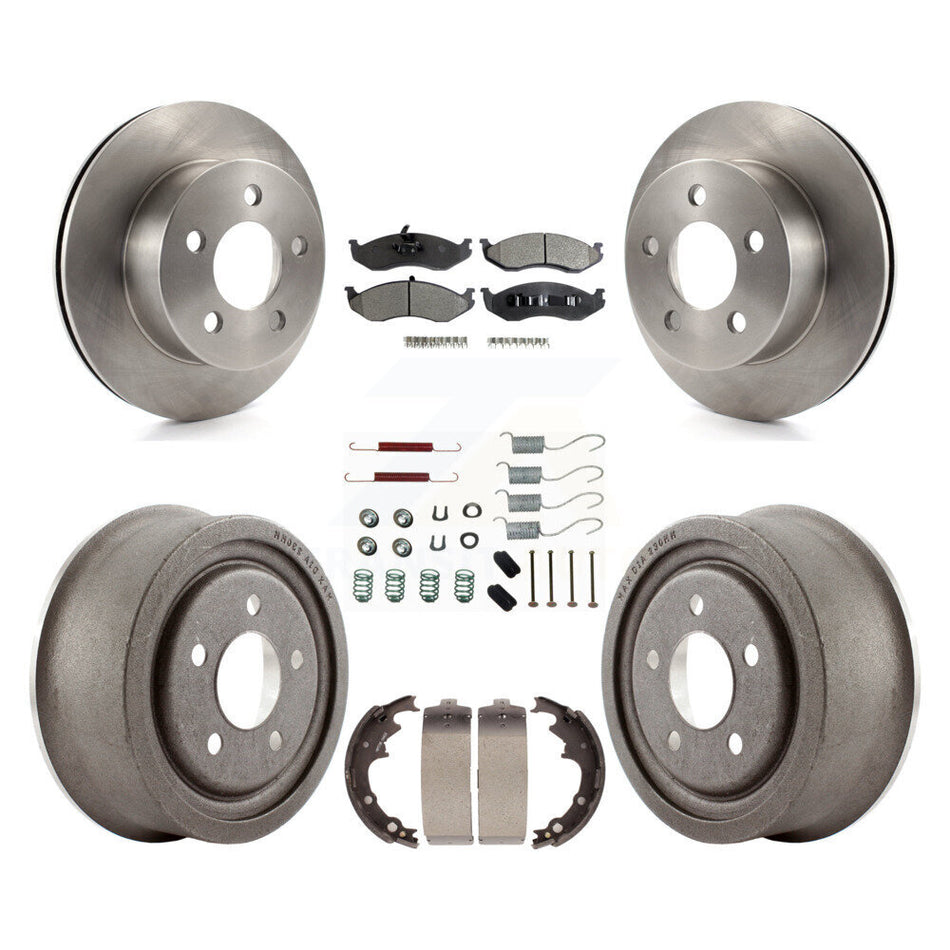 Front Rear Disc Brake Rotors Ceramic Pads And Drum Kit (7Pc) For 2000 Jeep Wrangler With 9" Diameter K8T-102410