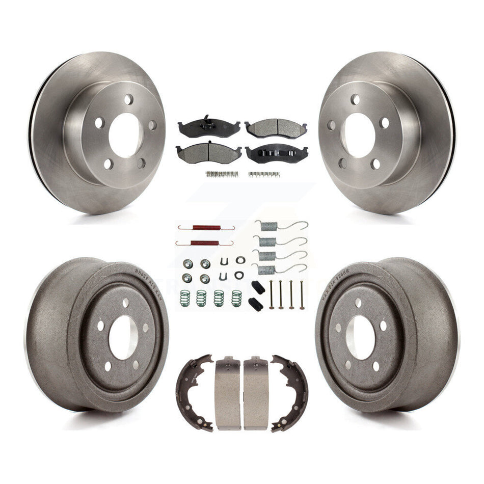 Front Rear Disc Brake Rotors Ceramic Pads And Drum Kit (7Pc) For 2000 Jeep Wrangler With 9" Diameter K8T-102410