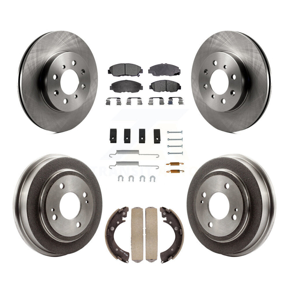 Front Rear Disc Brake Rotors Ceramic Pads And Drum Kit (7Pc) For Honda Civic Acura EL K8T-102430
