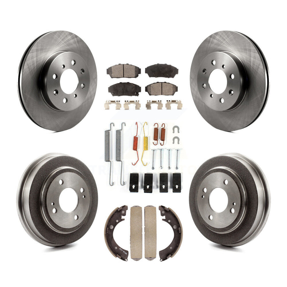 Front Rear Disc Brake Rotors Ceramic Pads And Drum Kit (7Pc) For Honda Civic K8T-102431