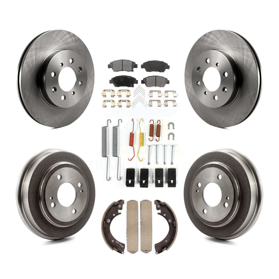 Front Rear Disc Brake Rotors Ceramic Pads And Drum Kit (7Pc) For 2007-2008 Honda Fit K8T-102432