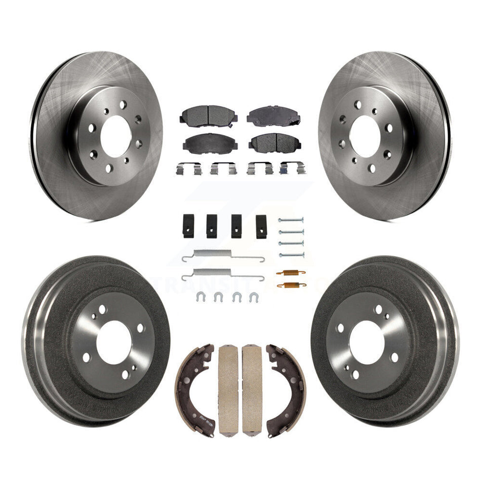 Front Rear Disc Brake Rotors Ceramic Pads And Drum Kit (7Pc) For Honda Civic K8T-102434