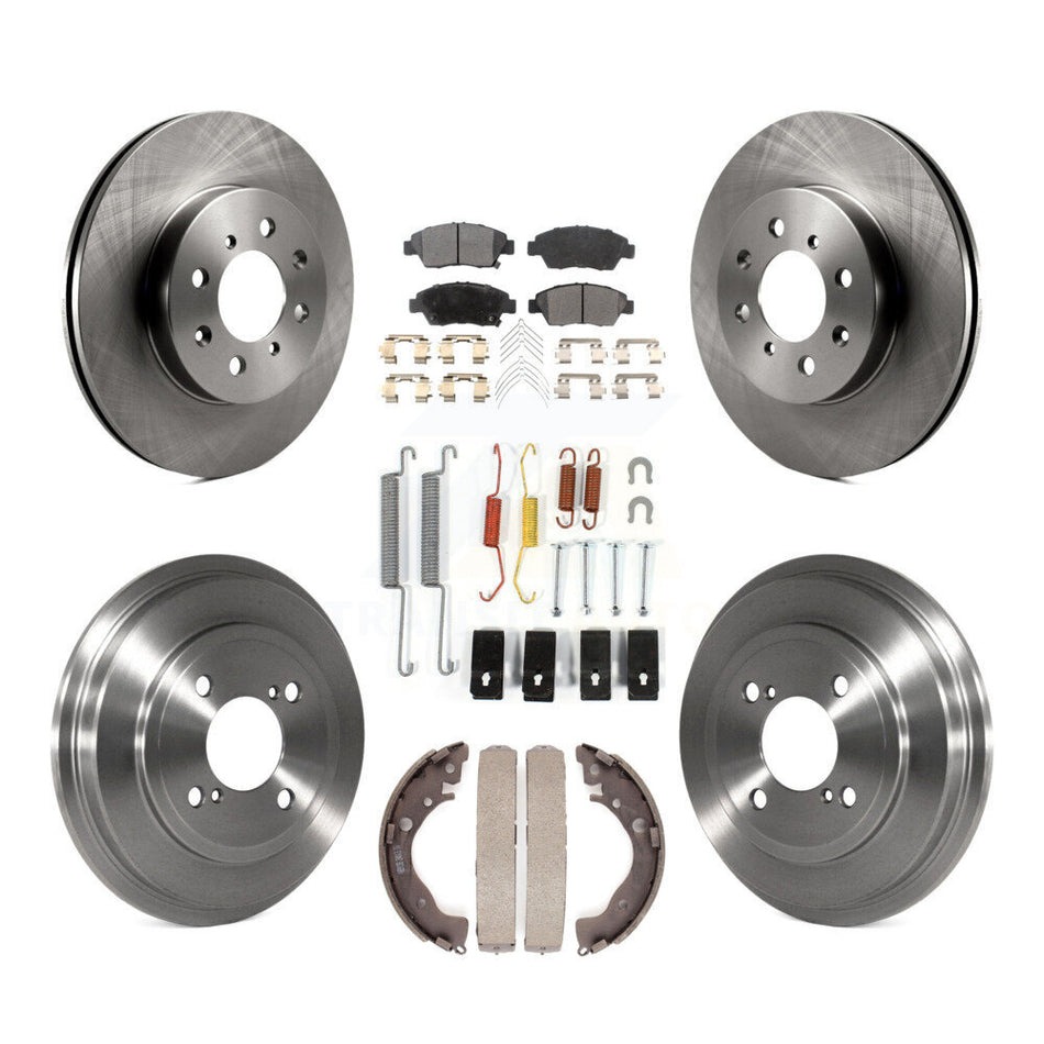Front Rear Disc Brake Rotors Ceramic Pads And Drum Kit (7Pc) For 2013 Honda Fit DX with GAS engine K8T-102436