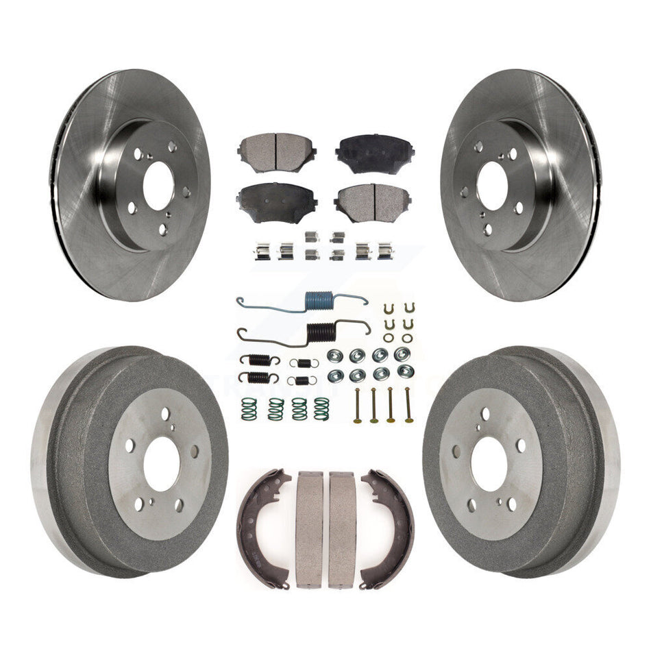 Front Rear Disc Brake Rotors Ceramic Pads And Drum Kit (7Pc) For 2001-2002 Toyota RAV4 BATTERY EV (EV BEV) engine K8T-102458