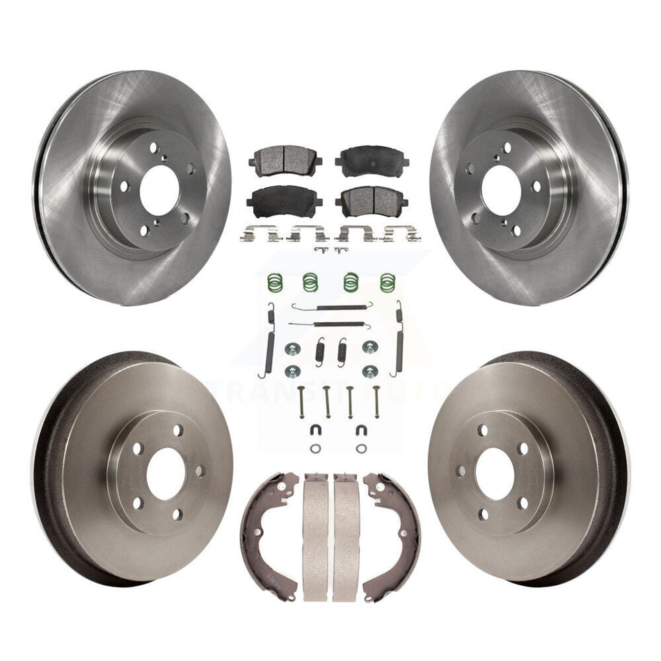 Front Rear Disc Brake Rotors Ceramic Pads And Drum Kit (7Pc) For 1998-2002 Subaru Forester 4-Wheel ABS K8T-102460