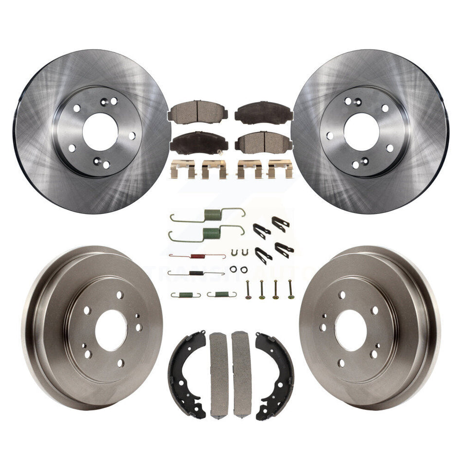Front Rear Disc Brake Rotors Ceramic Pads And Drum Kit (7Pc) For Honda Accord Civic K8T-102465