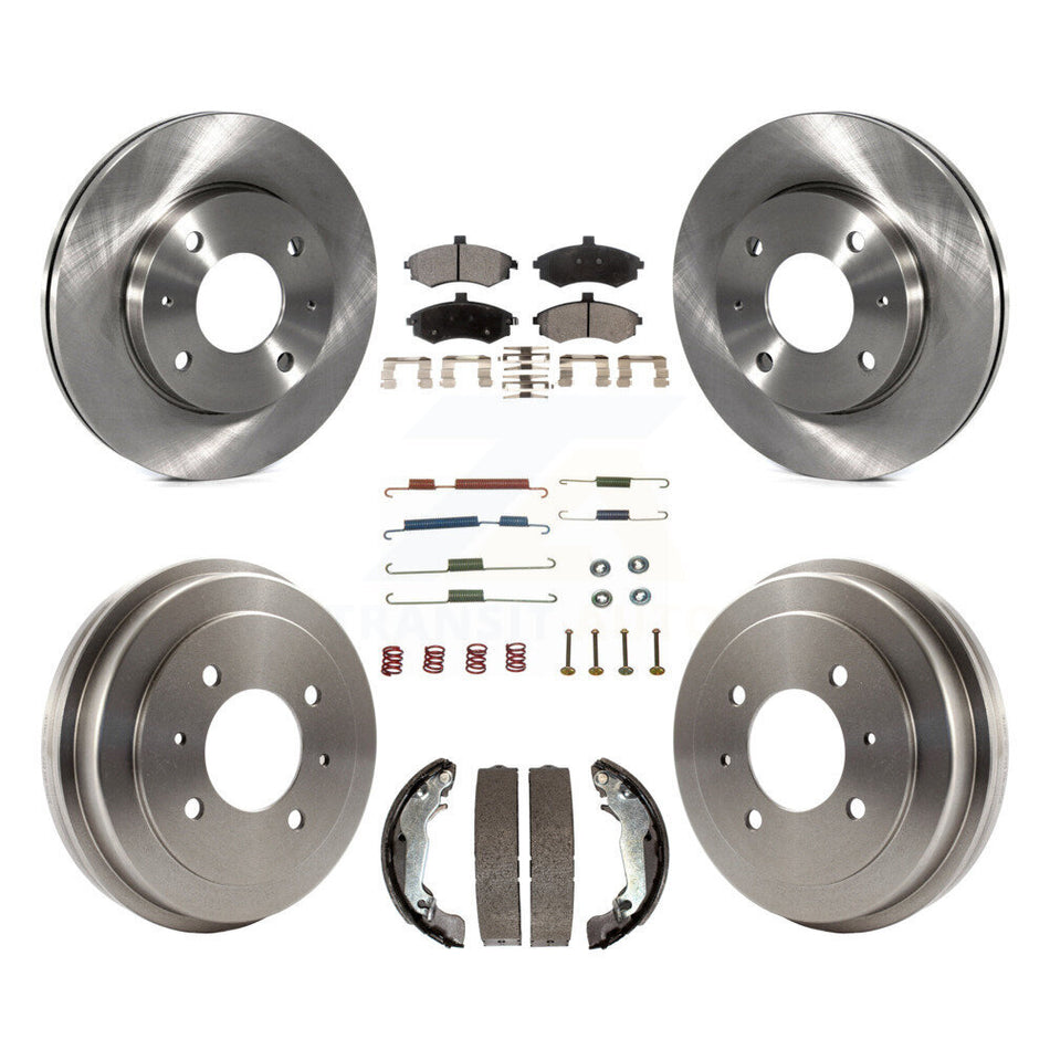 Front Rear Disc Brake Rotors Ceramic Pads And Drum Kit (7Pc) For Hyundai Elantra rear brakes K8T-102489