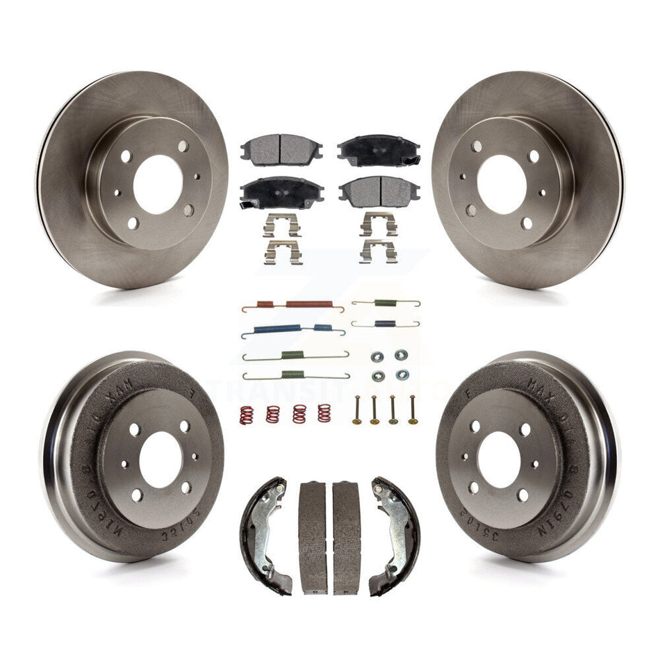 Front Rear Disc Brake Rotors Ceramic Pads And Drum Kit (7Pc) For 2003-2005 Hyundai Accent K8T-102494