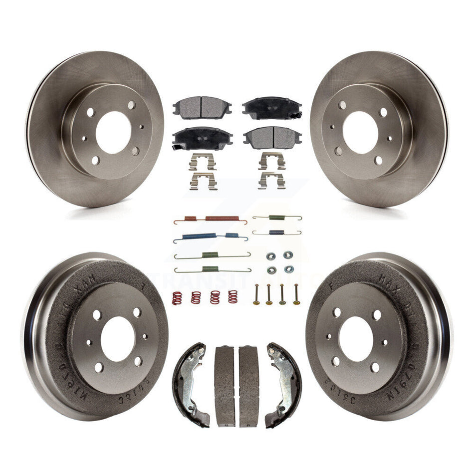 Front Rear Disc Brake Rotors Ceramic Pads And Drum Kit (7Pc) For 2003-2005 Hyundai Accent K8T-102494
