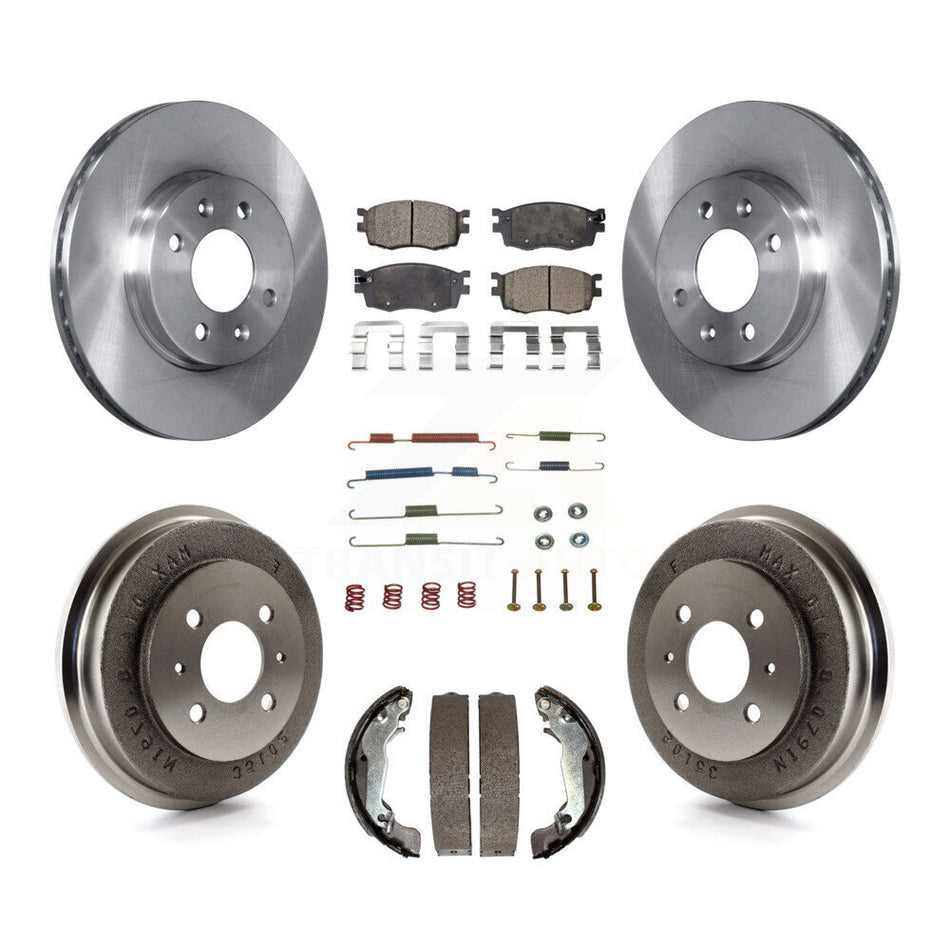 Front Rear Disc Brake Rotors Ceramic Pads And Drum Kit (7Pc) For 2006 Hyundai Accent Sedan To 09 30 05 K8T-102500