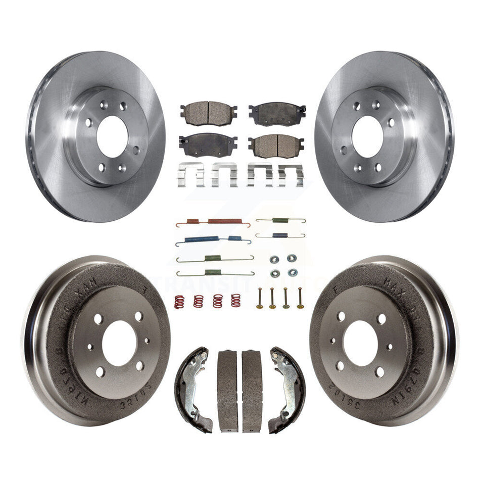 Front Rear Disc Brake Rotors Ceramic Pads And Drum Kit (7Pc) For 2006 Hyundai Accent Sedan To 09 30 05 K8T-102500