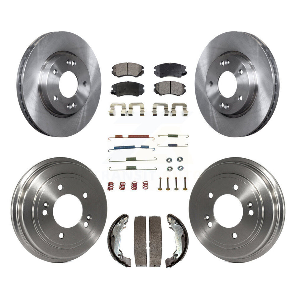 Front Rear Disc Brake Rotors Ceramic Pads And Drum Kit (7Pc) For Hyundai Elantra K8T-102503