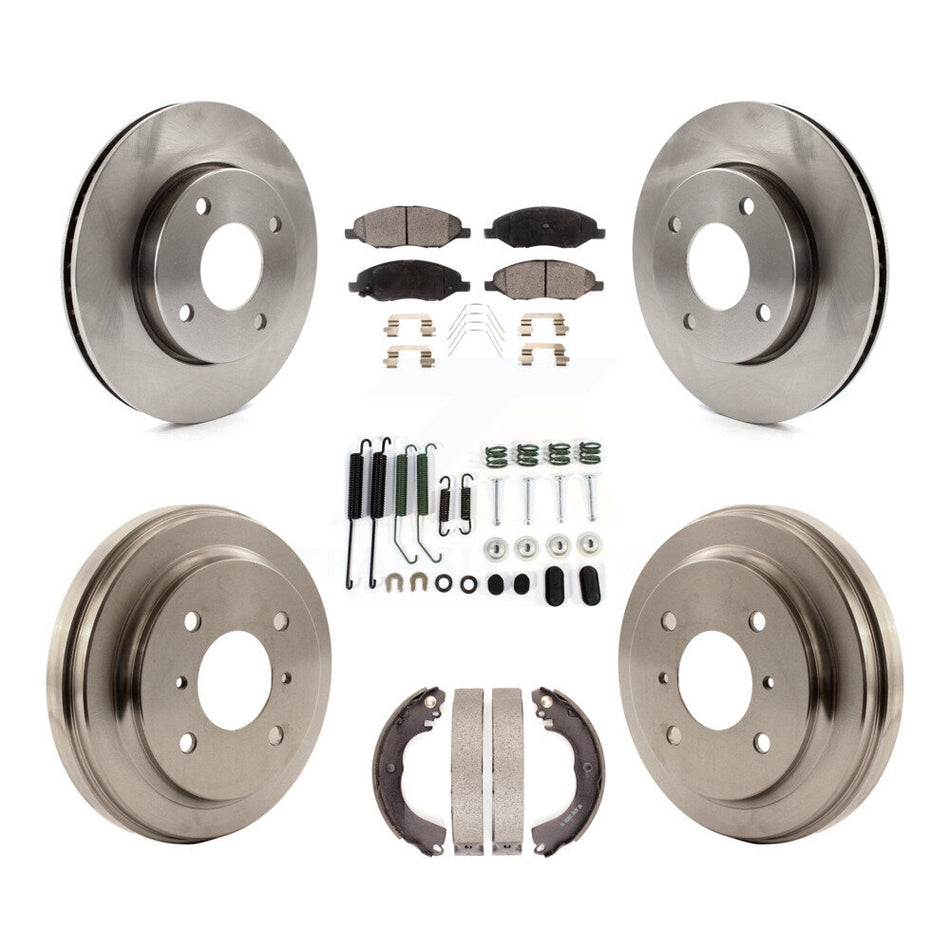 Front Rear Disc Brake Rotors Ceramic Pads And Drum Kit (7Pc) For 2009-2011 Nissan Versa 1.6L K8T-102507