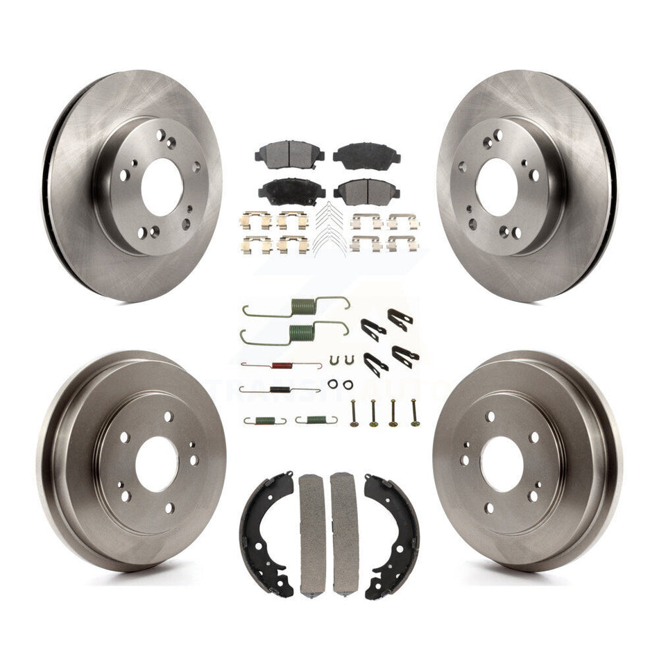 Front Rear Disc Brake Rotors Ceramic Pads And Drum Kit (7Pc) For Honda Civic K8T-102508
