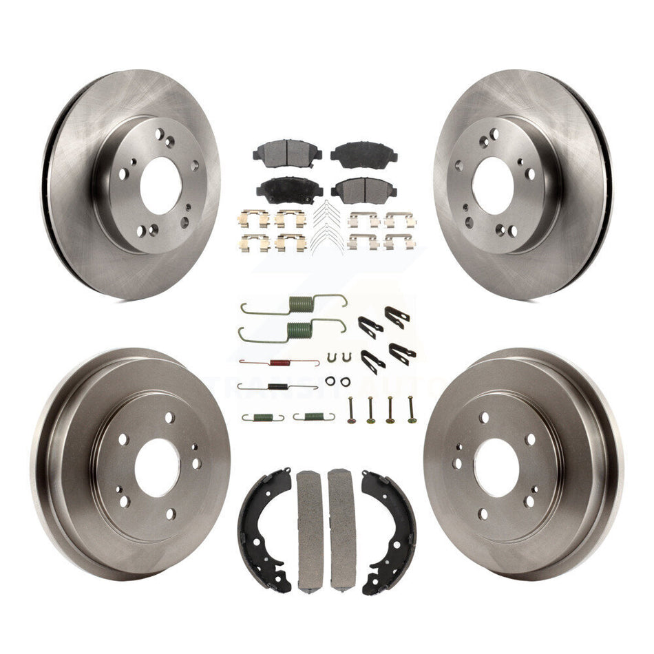 Front Rear Disc Brake Rotors Ceramic Pads And Drum Kit (7Pc) For Honda Civic K8T-102508