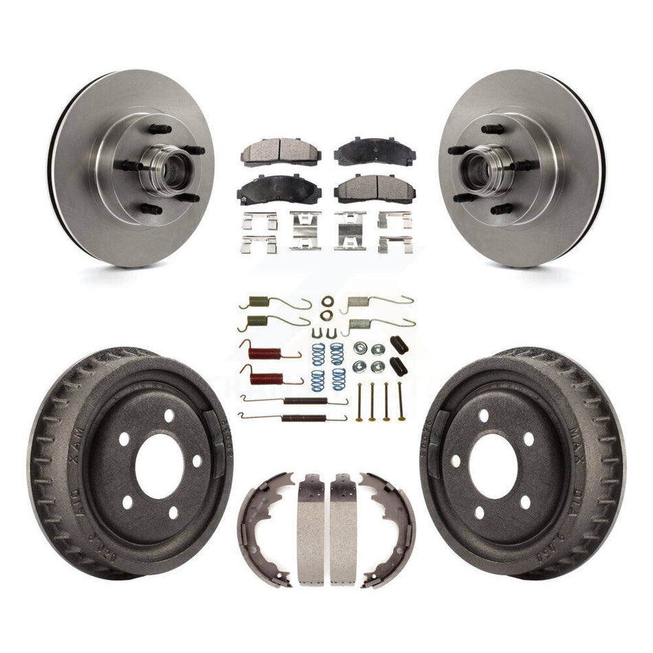 Front Rear Disc Brake Rotors Hub Assembly Ceramic Pads And Drum Kit (7Pc) For Ford Ranger With 9" Diameter K8T-102553